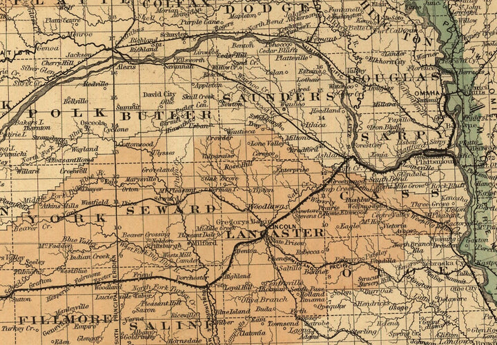 Map of the State of Nebraska Showing the Lands of Burlington and Missouri River RR Co&