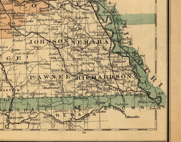Map of the State of Nebraska Showing the Lands of Burlington and Missouri River RR Co's