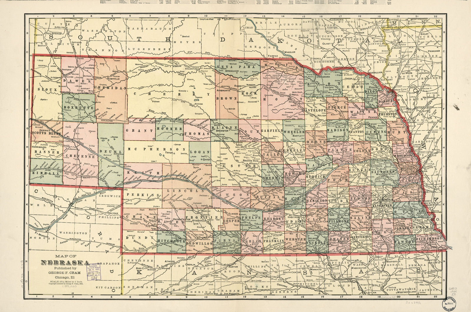 Map of the State of Nebraska, 1902