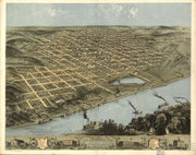 Bird's Eye View of Omaha, NE, 1868