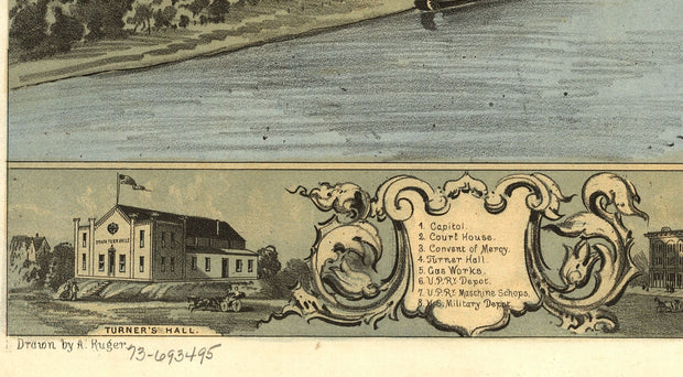 Bird's Eye View of Omaha, NE, 1868