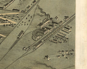 Bird's Eye View of Omaha, NE, 1868