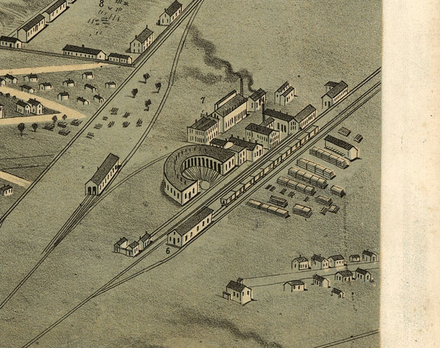 Bird's Eye View of Omaha, NE, 1868