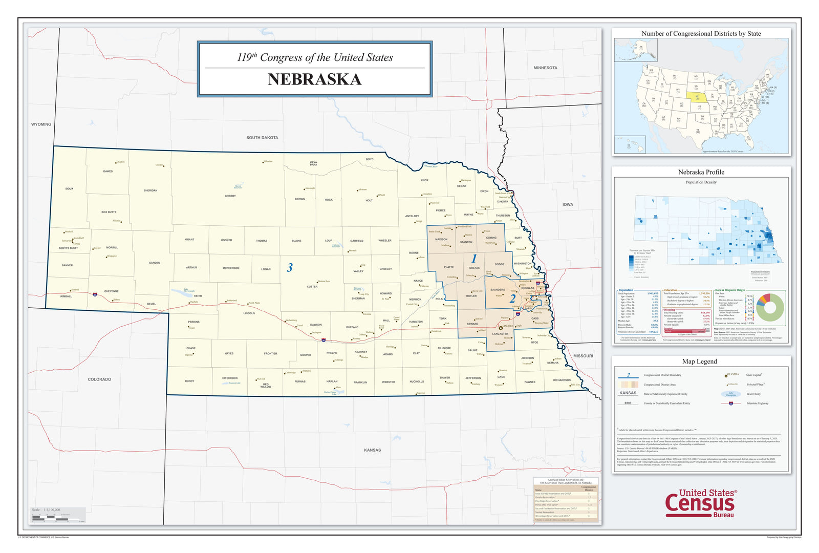 Nebraska Congressional District Wall Map