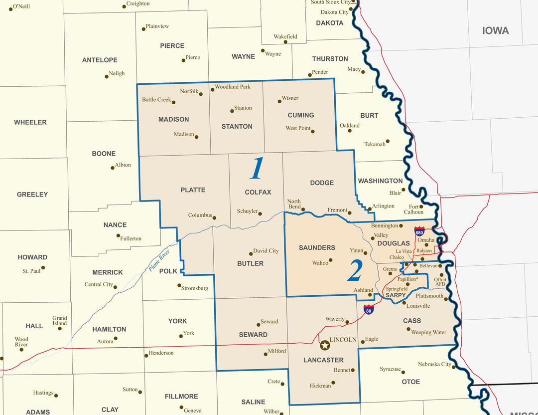 Nebraska Congressional District Wall Map