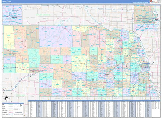 Color Cast Style Wall Map of Nebraska – American Map Store