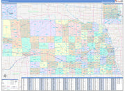 Color Cast Style Wall Map of Nebraska by Market Maps