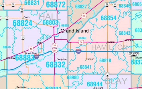 Color Cast Style Wall Map of Nebraska