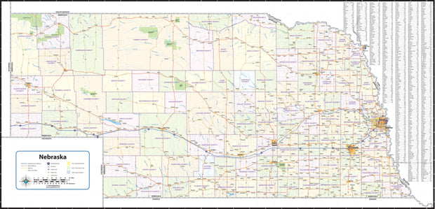Nebraska Wall Map