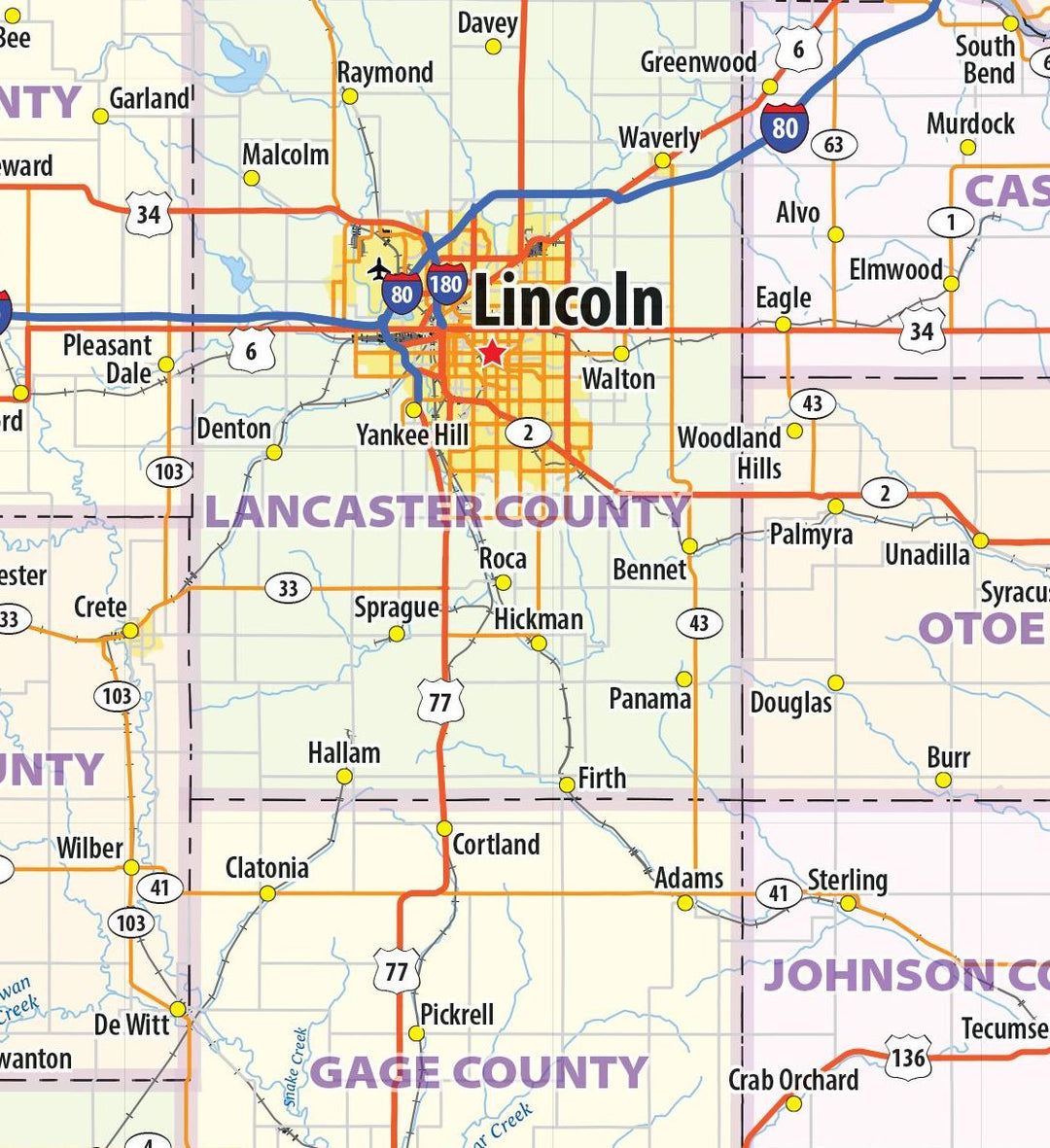 Nebraska Wall Map
