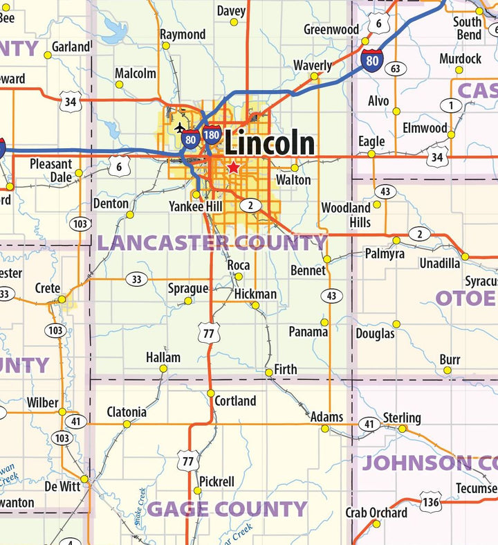 Nebraska Wall Map