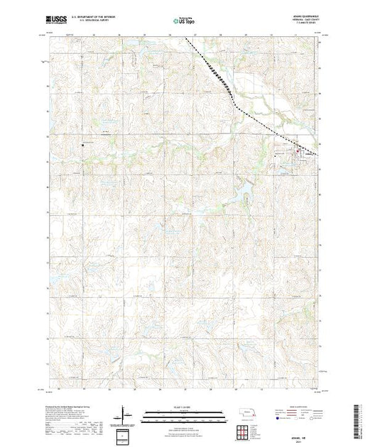 USGS US Topo 7.5-minute map for Adams NE 2021 – American Map Store