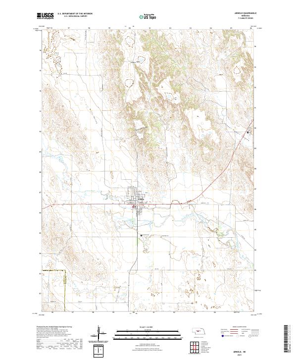 USGS US Topo 7.5-minute map for Arnold NE 2021