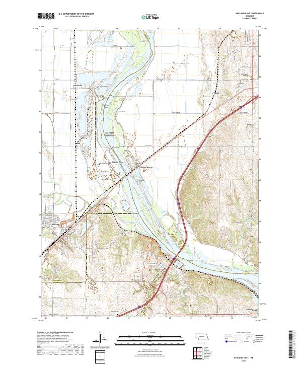 USGS US Topo 7.5-minute map for Ashland East NE 2021