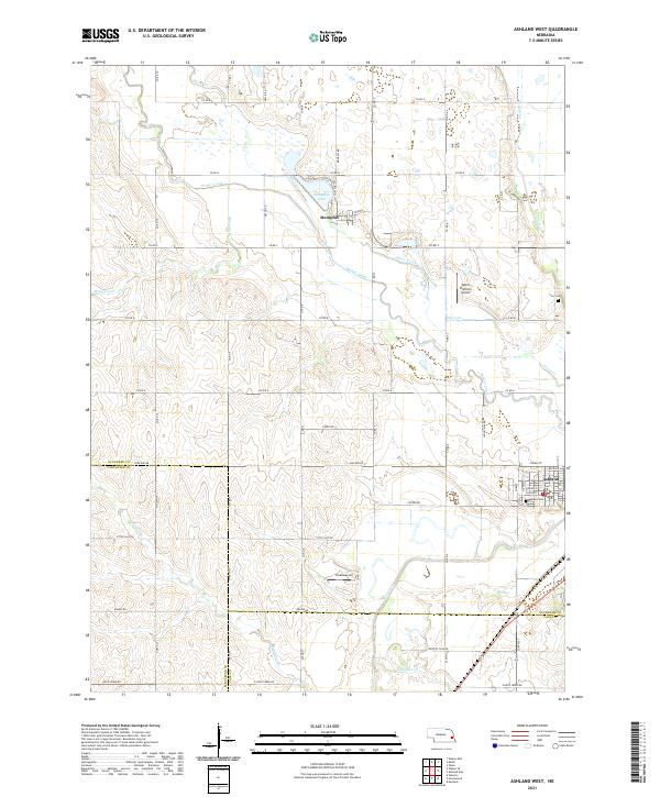 USGS US Topo 7.5-minute map for Ashland West NE 2021