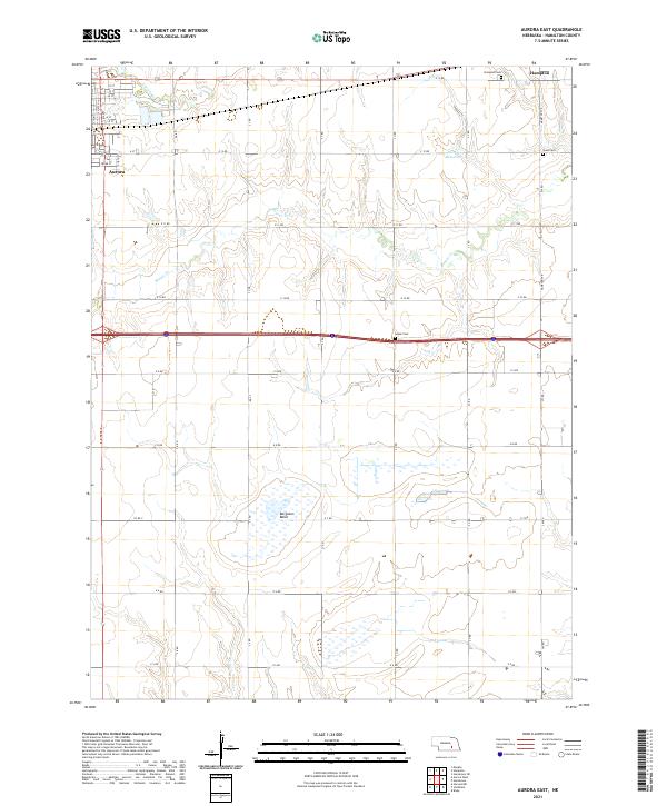 USGS US Topo 7.5-minute map for Aurora East NE 2021