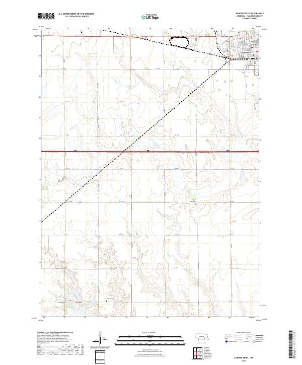 USGS US Topo 7.5-minute map for Aurora West NE 2021