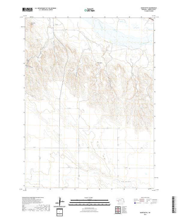 USGS US Topo 7.5-minute map for Barn Butte NE 2021