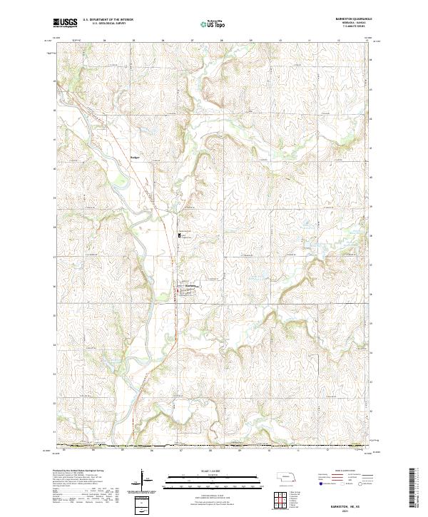 USGS US Topo 7.5-minute map for Barneston NEKS 2021 – American Map Store