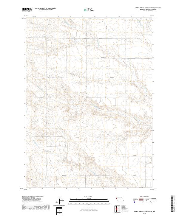USGS US Topo 7.5-minute map for Barrel Springs Creek North NE 2021