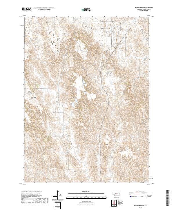USGS US Topo 7.5-minute map for Broken Bow SW NE 2021