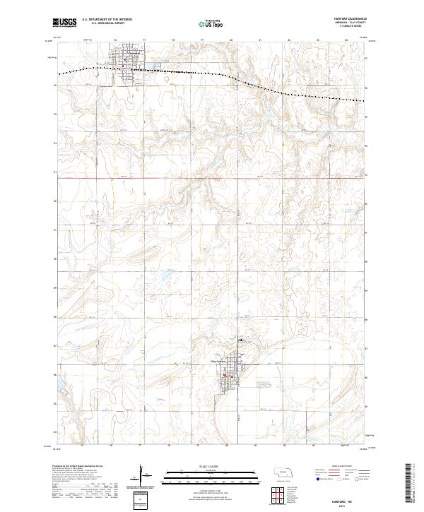 USGS US Topo 7.5-minute map for Harvard NE 2021