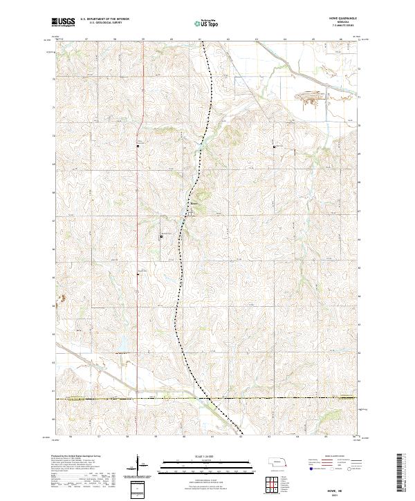 USGS US Topo 7.5-minute map for Howe NE 2021 – American Map Store