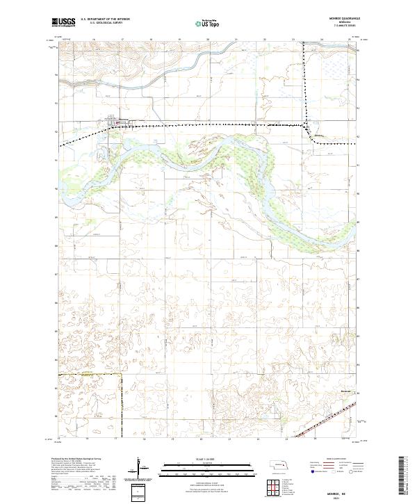USGS US Topo 7.5-minute map for Monroe NE 2021