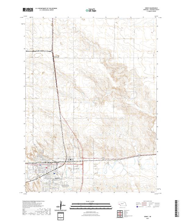 USGS US Topo 7.5-minute map for Sidney NE 2021