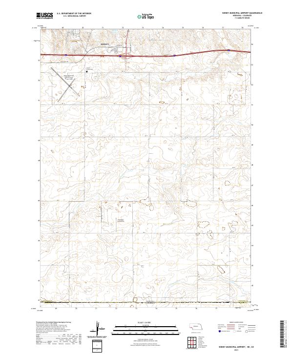 USGS US Topo 7.5-minute map for Sidney Municipal Airport NECO 2021