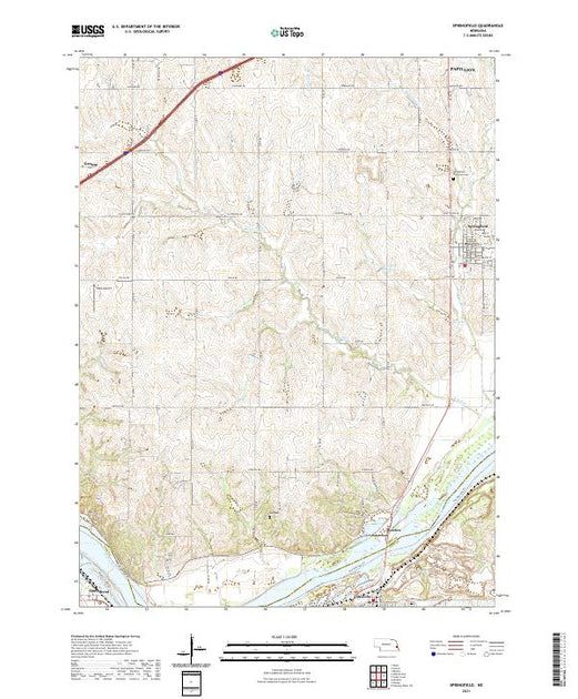 USGS US Topo 7.5-minute map for Springfield NE 2021 – American Map Store