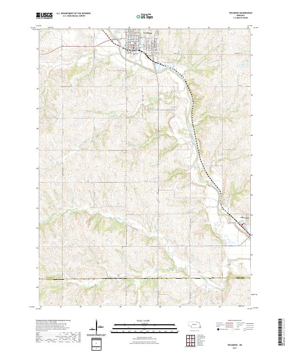 USGS US Topo 7.5-minute map for Tecumseh NE 2021