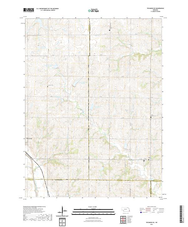 USGS US Topo 7.5-minute map for Tecumseh SE NE 2021