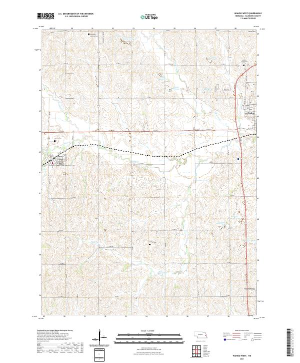 USGS US Topo 7.5-minute map for Wahoo West NE 2021