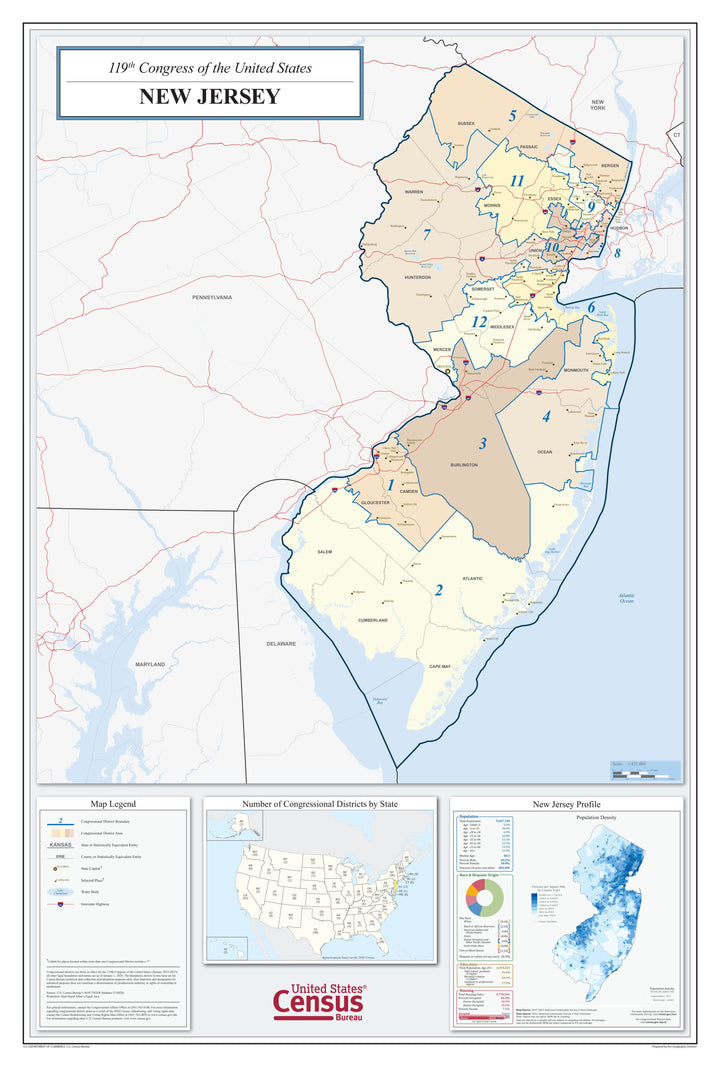 New Jersey Congressional District Wall Map