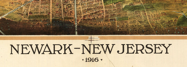 Bird's Eye View of Newark, NJ, 1916