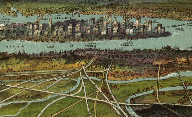 Bird's Eye View of Newark, NJ, 1916