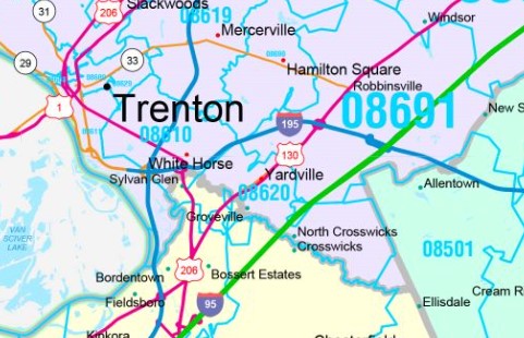 Color Cast Style Wall Map of New Jersey