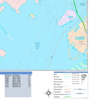 Colorcast Zip Code Style Wall Map of Jersey City, NJ by Market Maps