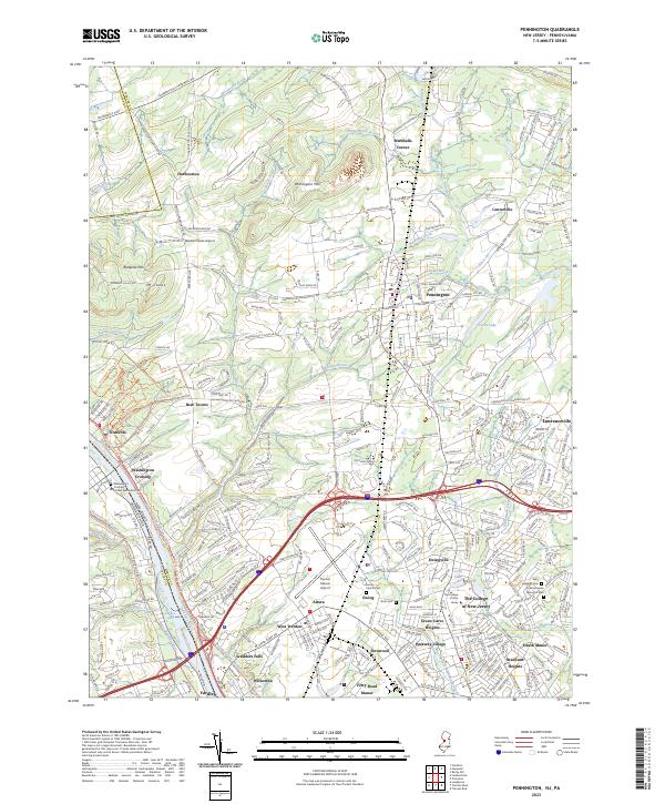 US Topo 7.5-minute map for Pennington NJPA – American Map Store