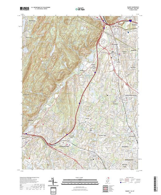 US Topo 7.5-minute map for Ramsey NJNY – American Map Store