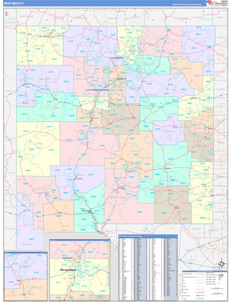 Color Cast Style Wall Map of New Mexico by Market Maps