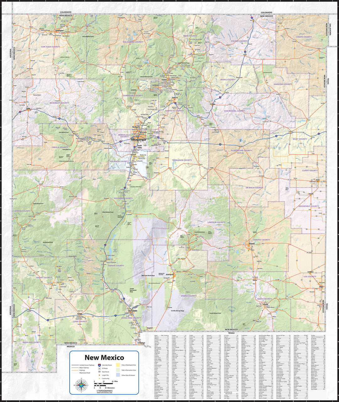 New Mexico with Shaded Relief