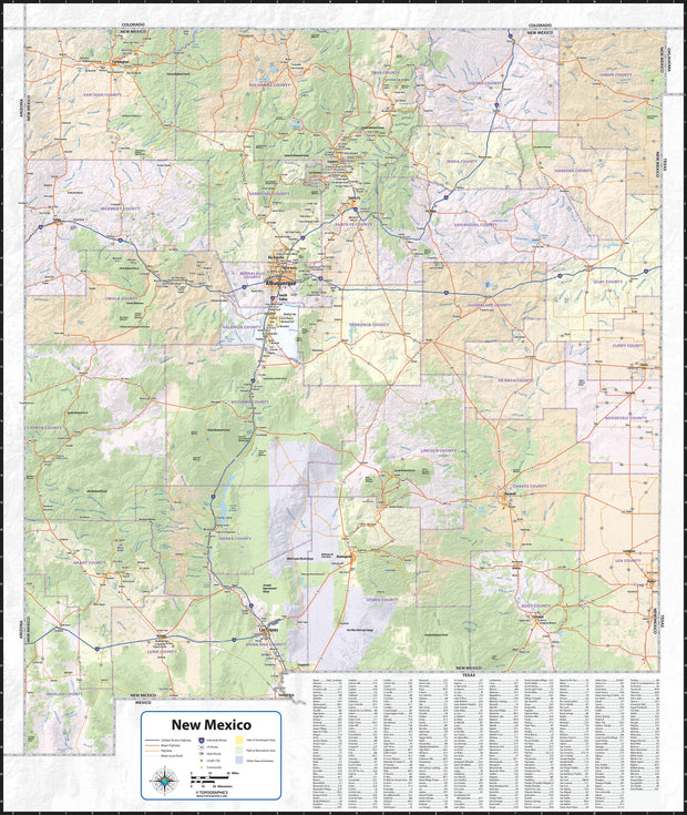 New Mexico with Shaded Relief