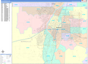 Color Cast Zip Code Style Wall Map of Albuquerque by Market Maps