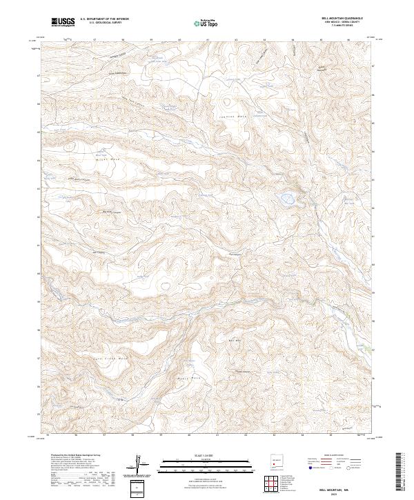 US Topo 7.5-minute map for Bell Mountain NM – American Map Store