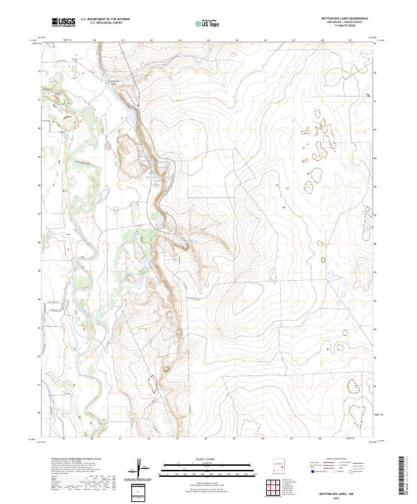 US Topo 7.5-minute map for Bottomless Lakes NM