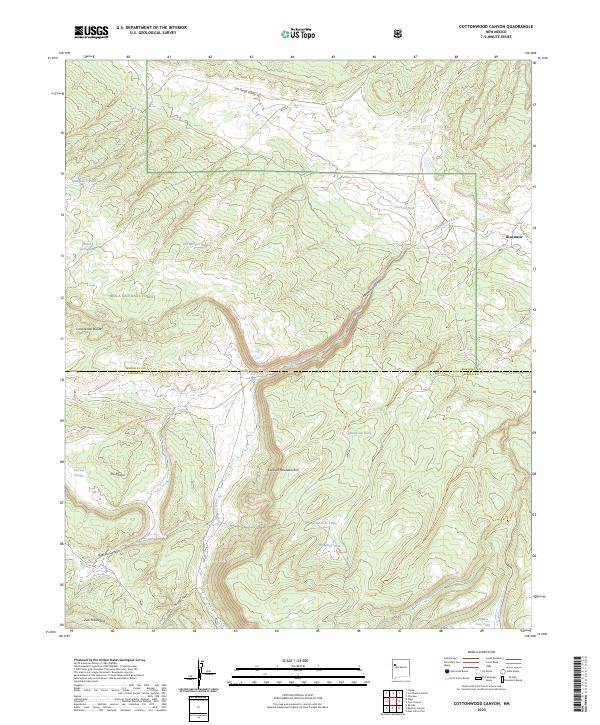 US Topo 7.5-minute map for Cottonwood Canyon NM