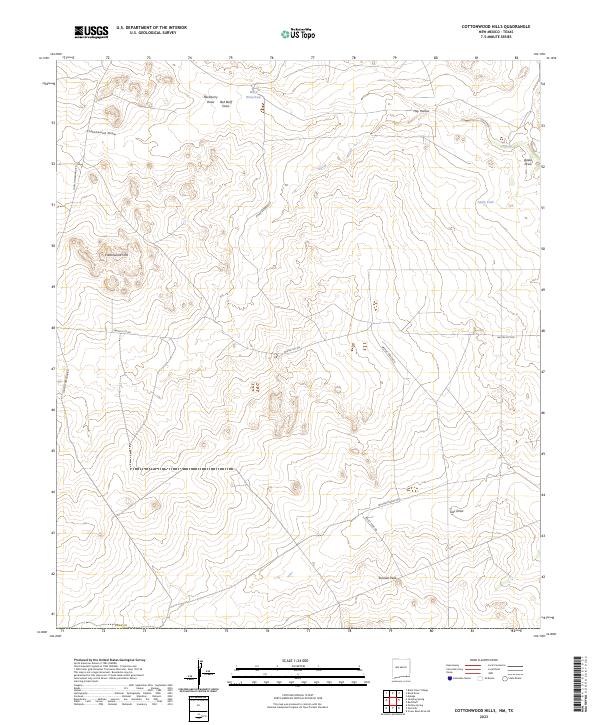 US Topo 7.5-minute map for Cottonwood Hills NMTX
