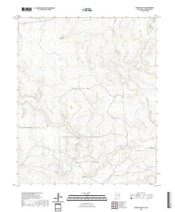 US Topo 7.5-minute map for Cowboy Mesa SW NM